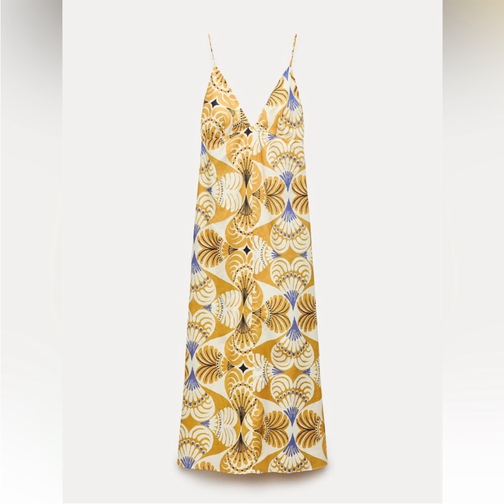 zara printed halter dress XL
